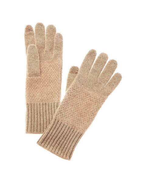 Hannah Rose Honeycomb Cashmere Gloves Women's Brown