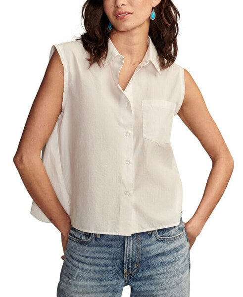 Women's Cotton Sleeveless Bubble Hem Shirt