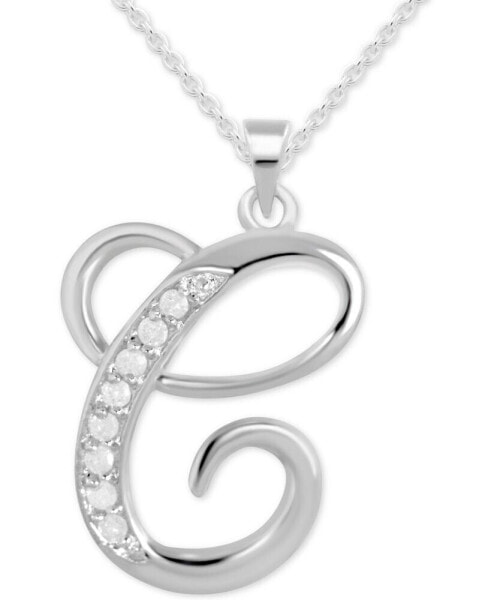 Macy's diamond C Initial 18" Pendant Necklace (1/10 ct. t.w.) in Sterling Silver