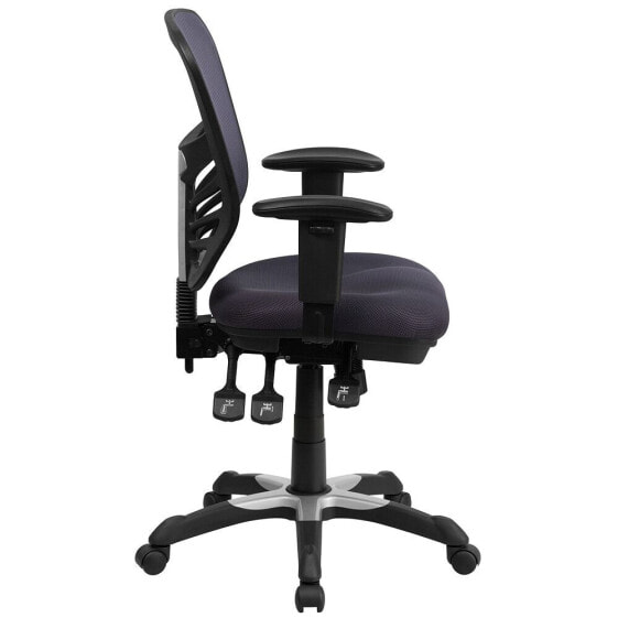 Mid-Back Dark Gray Mesh Multifunction Executive Swivel Chair With Adjustable Arms