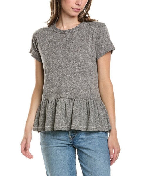 The Great The Ruffle T-Shirt Women's Grey 0