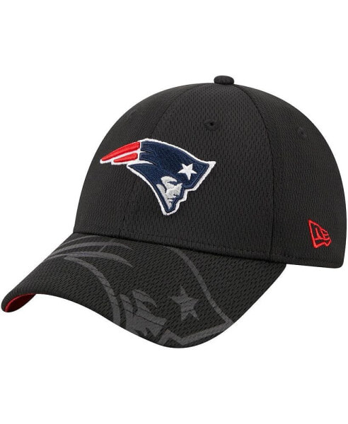 Men's Black New England Patriots Top Visor 9FORTY Adjustable Hat