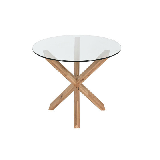 Вспомогательный столик Home ESPRIT Каленое стекло древесина дуба 60 x 60 x 42 cm