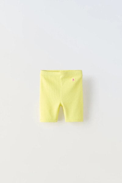 RIBBED CYCLING SHORTS WITH LABEL