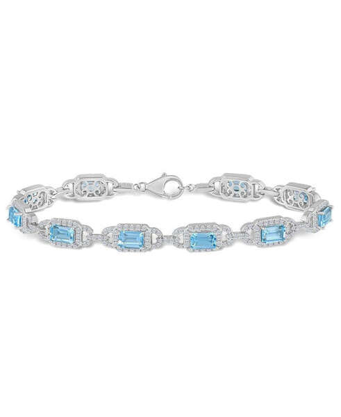 Sky Blue Topaz and White Topaz Bracelet (7 ct. t.w and 5/8 ct. t.w) in Sterling Silver