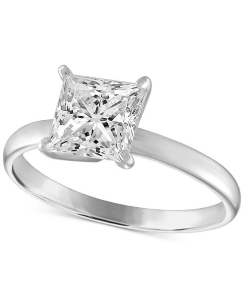 GIA Certified Diamond Princess Solitaire Engagement Ring (1 ct. t.w.) in 14k White Gold