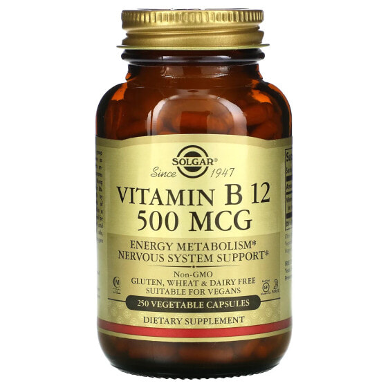 Vitamin B12, 500 mcg, 250 Vegetable Capsules