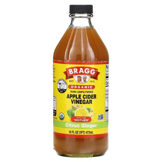 Organic Apple Cider Vinegar With The 'Mother', Citrus Ginger, 16 fl oz (473 ml)