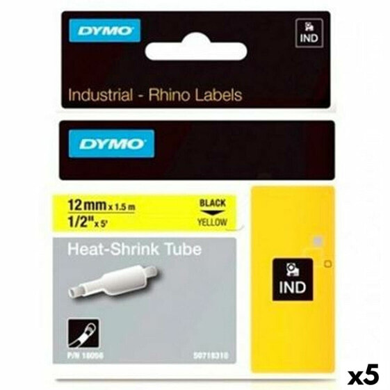 Ламинированная лента для фломастеров Rhino Dymo ID1-12 Жёлтый Чёрный 12 x 1,5 mm (5 штук)