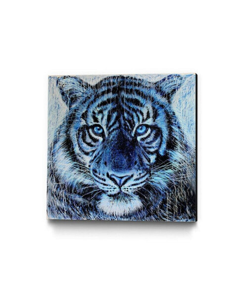 Dino Tomic Blue Tiger Splatter Museum Mounted Canvas 18" x 18"