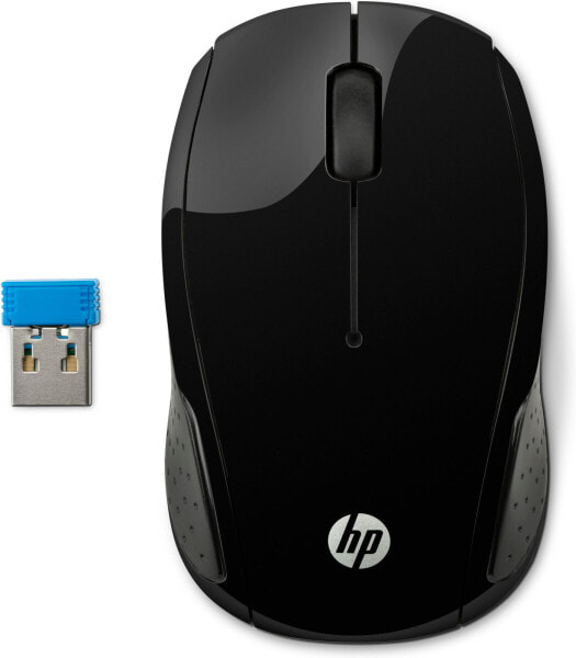 HP Wireless Mouse 200 - Ambidextrous - Optical - RF Wireless - 1000 DPI - Black