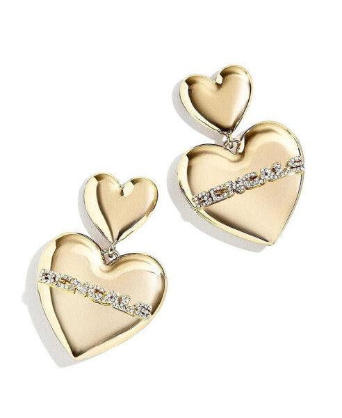 Women's x Baublebar Gold-Tone Cincinnati Bengals Heart Statement Drop Earrings