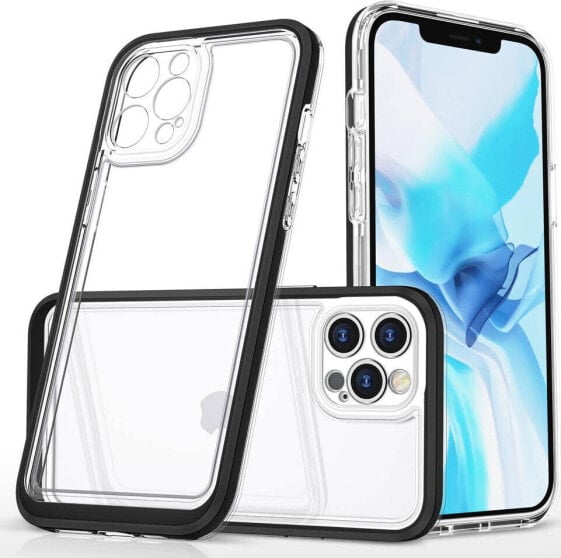 Hurtel Clear 3in1 etui do iPhone 12 Pro żelowy pokrowiec z ramką czarny