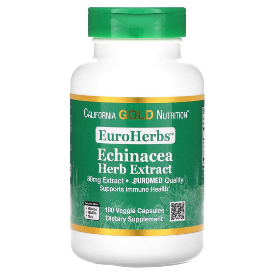 EuroHerbs, Echinacea Herb Extract, Euromed Quality, 80 mg, 180 Veggie Capsules
