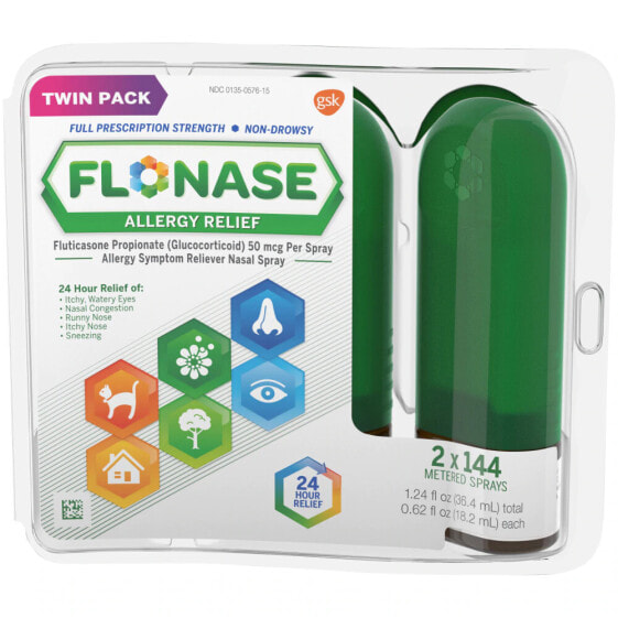 Flonase Allergy Relief Spray Спрей с пропионатом флутиказона для облегчения аллергического насморка 36,4 мл + 18,2 мл
