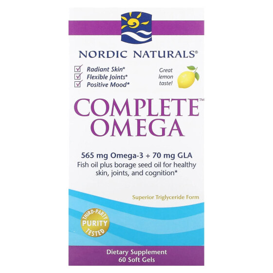 Nordic Naturals, Complete Omega, лимон, 60 мягких таблеток