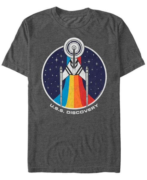 Star Trek Men's Discovery Retro Rainbow U.S.S. Discovery Short Sleeve T-Shirt