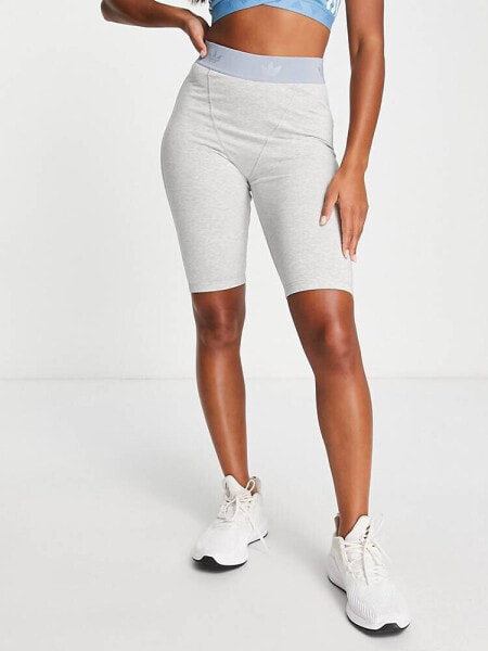 adidas Originals Luxe Lounge legging shorts in light grey