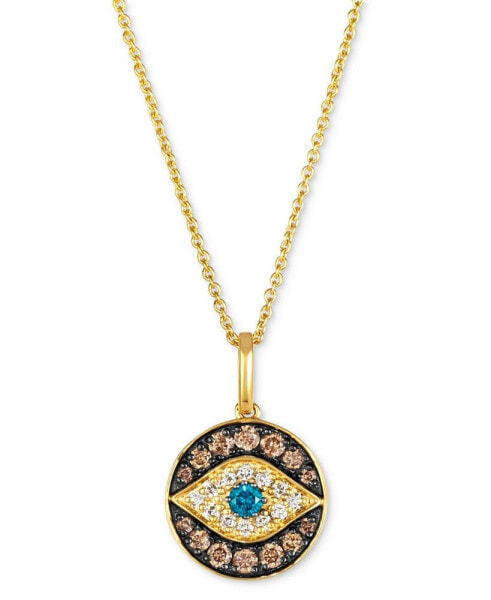Le Vian chocolate Diamond, Nude Diamond, & Blueberry Diamond Evil Eye Adjustable 20" Pendant Necklace (3/8 ct. t.w.) in 14k Gold