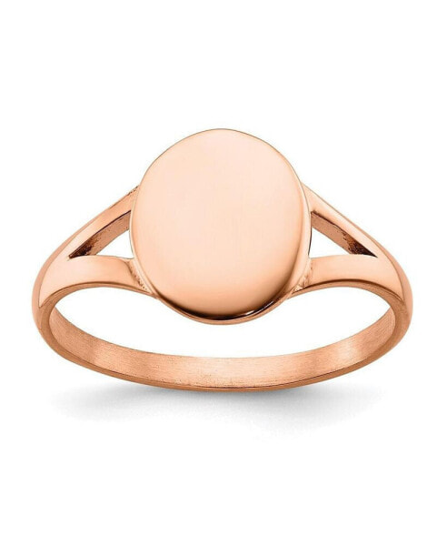 Stainless Steel Polished Rose IP-plated Oval Disc Ring