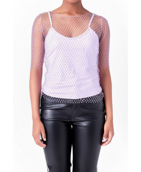 Women's Embellishment Short Sleeve Top