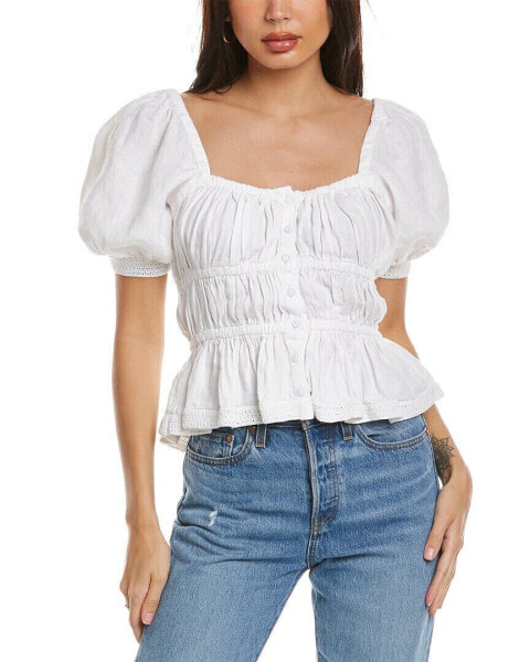 Ulla Johnson Smocked Linen Top Women's