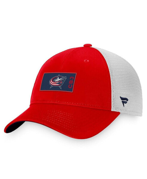 Men's Red, White Columbus Blue Jackets Authentic Pro Rink Trucker Snapback Hat