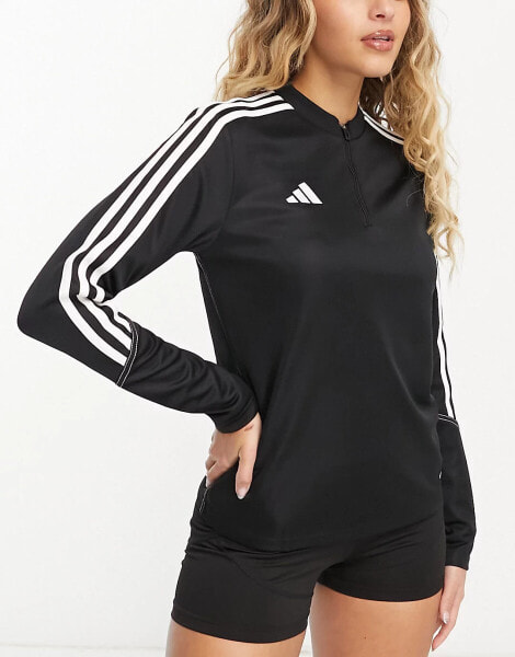 adidas Football Tiro 23 1/4 zip top in black