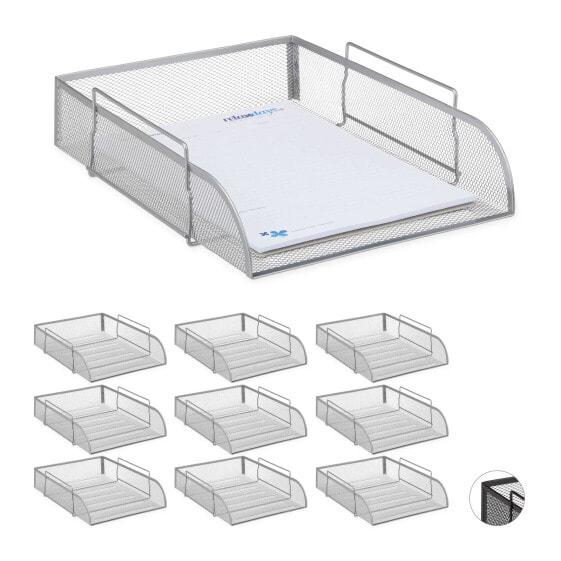 10 x Dokumentenablage stapelbar silber