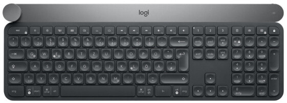 Logitech Craft Advanced keyboard with creative input dial - Full-size (100%) - Wireless - RF Wireless + Bluetooth - QWERTZ - Black - Grey