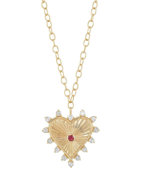 Rhodolite Garnet (1/8 ct.tw.) and White Topaz (1 ct.tw.) 18" Heart Pendant Necklace in 14k Gold-Plated Sterling Silver