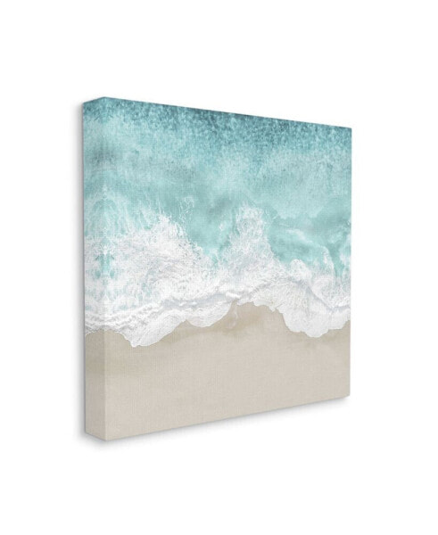 Sea Foam Sandy Beach Soft Blue Coast Art, 17" x 17"