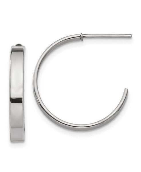 Stainless Steel Polished J Hoop Earrings