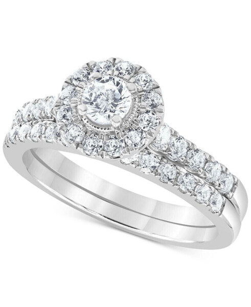 Diamond Halo Bridal Set (1 ct. t.w.) in 14k White, Yellow or Rose Gold