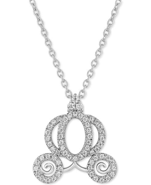 Enchanted Disney Fine Jewelry Diamond Cinderella Carriage Pendant Necklace (1/4 ct. t.w.) in 14k White Gold