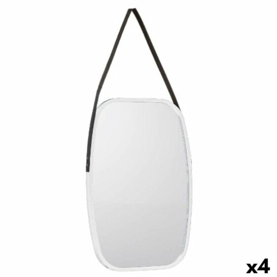 Настенное зеркало Белый Чёрный Стеклянный Кожзам 43 x 65 x 3 cm (4 штук)
