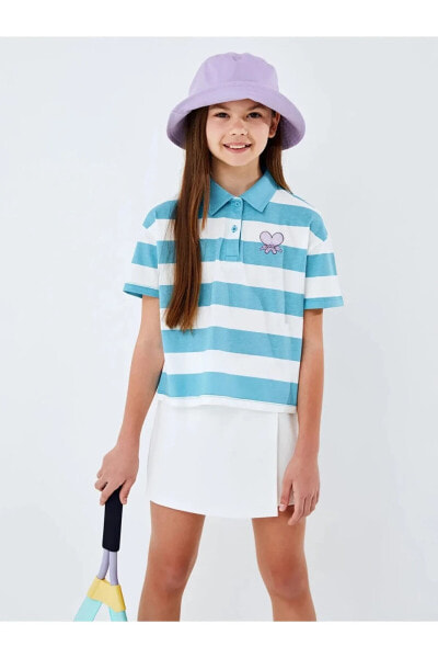 LCW Kids Polo Yaka Kısa Kollu Kız Çocuk Tişört