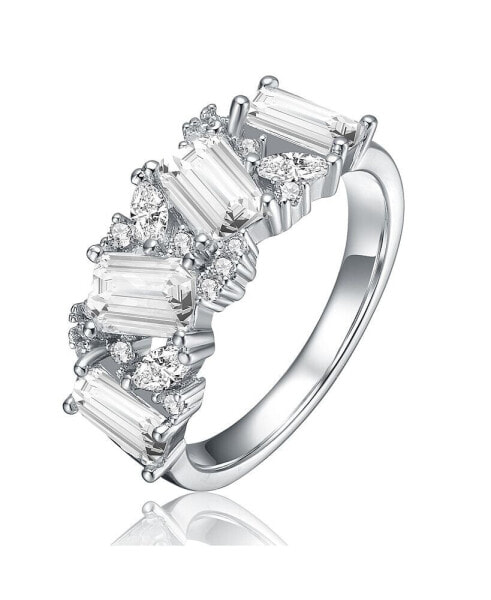 Sterling Silver Cubic Zirconia Radiant Cluster Ring