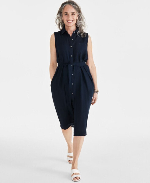 Women's Sleeveless Shirtdress, Created for Macy's