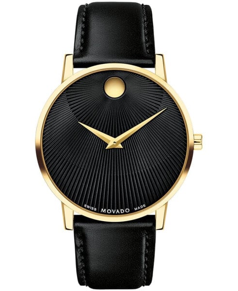 Men's Museum Classic Swiss Quartz Black Leather Watch 40mm