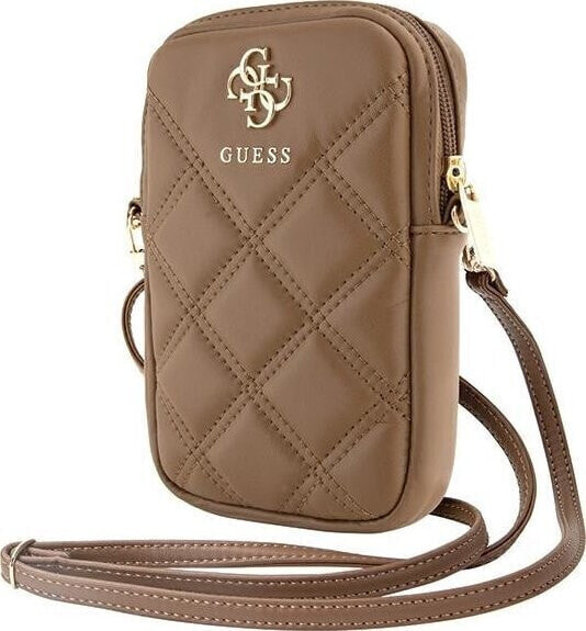 Guess Guess Zip Quilted 4G - Torebka na telefon (brązowy)