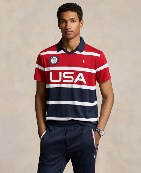 Men's Team USA Custom Slim-Fit Stretch Striped Mesh Polo Shirt