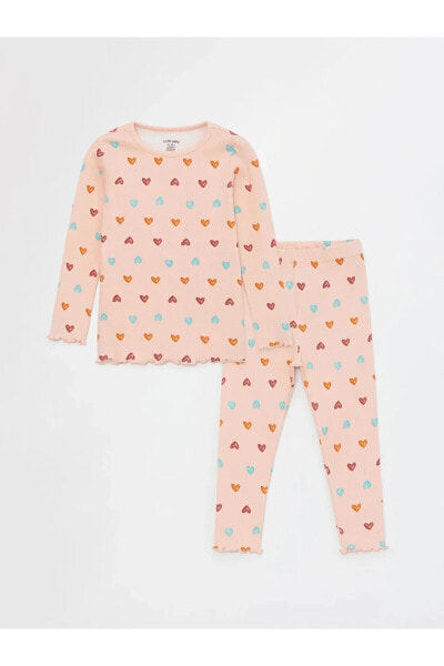 Kalp Baskılı Kız Bebek Pijama Takım