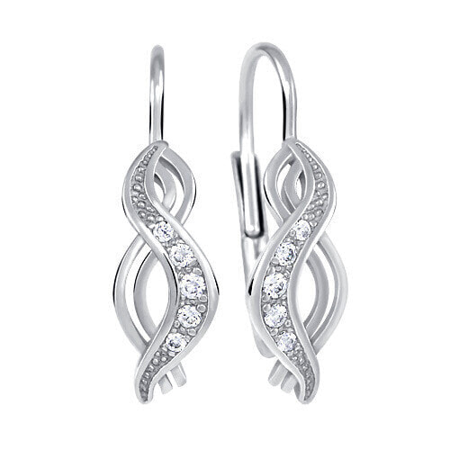 Fancy silver earrings with crystals 436 001 00391 04