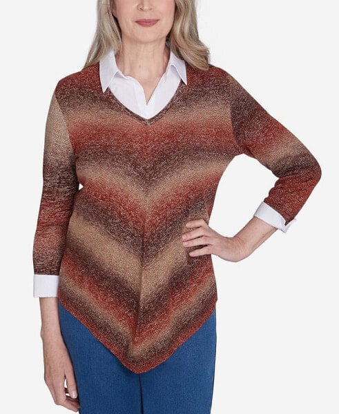 Petite Classics Chevron Ombre Woven Sweater