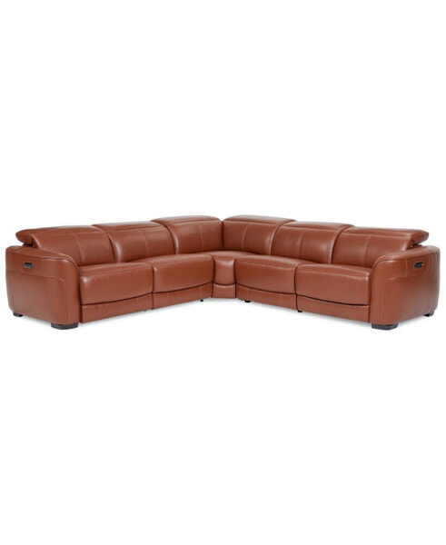 Lexanna 5-Pc. Leather Sectional with 2 Power Motion Recliners, Created for Macy's