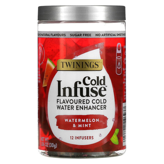 Twinings, Cold Infuse, ароматизатор для холодной воды, арбуз и мята, 12 шт., 30 г (1,06 унции)