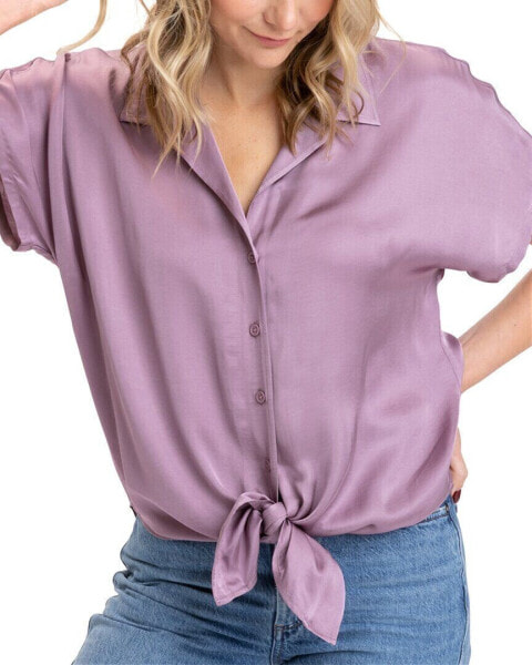 Threads 4 Thought Sheena Sateen Button-Up Shirt Women's Xs