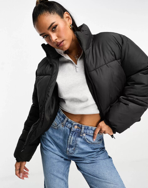 ASOS DESIGN puffer coat in black