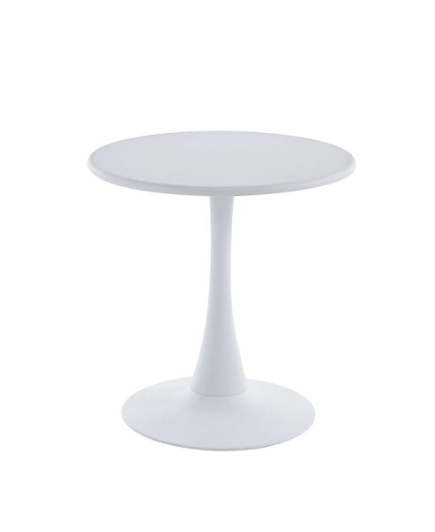 Modern 23.6" Diameter Solid Metal Base White Round End Table